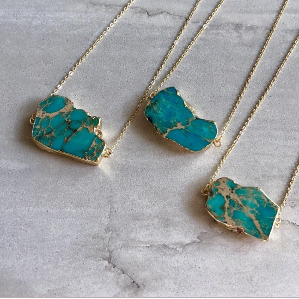 Raw Jasper Sea Sediment 18k Gold Necklace - Picture 3 of 6